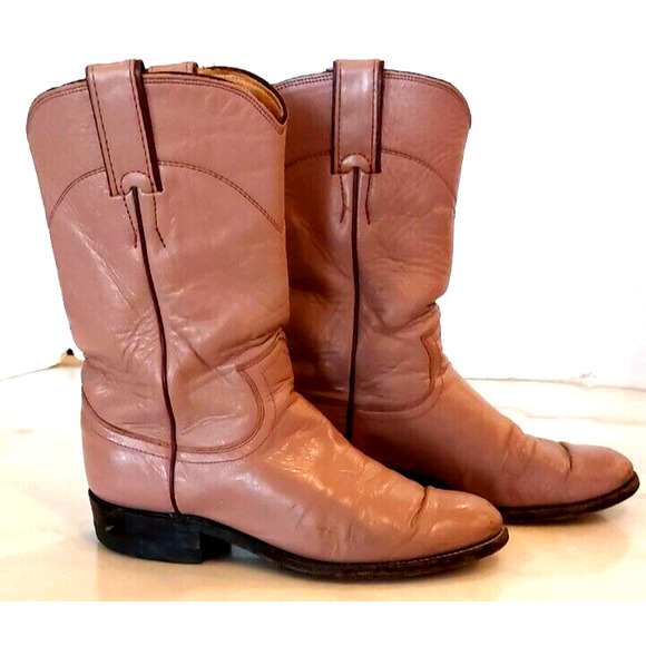 Justin Ropers Womens Sz 5 B Round Toe Pink Leather Western Cowboy Boots L3065 - Picture 6 of 9
